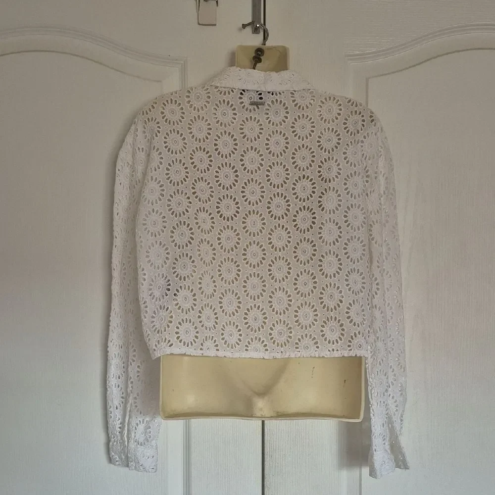 Guess White Embroidered Eyelet Button-Down Shirt - Picture 5 of 16